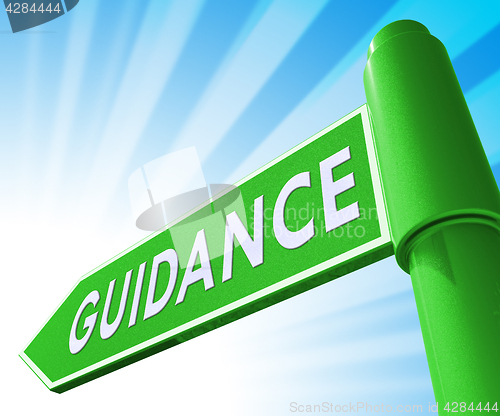 Image of Guidance Sign Meaning Advice And Support 3d Illustration