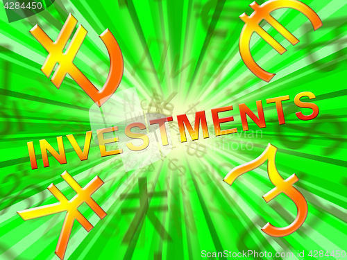 Image of Investment Symbols Shows Trade Investing 3d Illustration