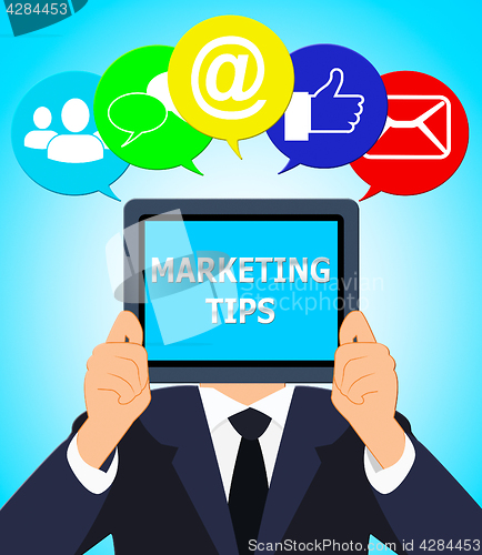 Image of Marketing Tips Showing EMarketing Advice 3d Illustration