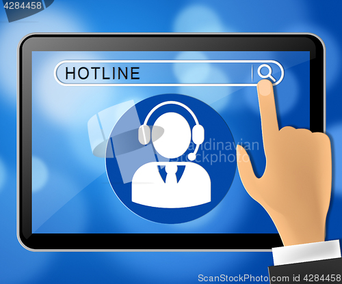 Image of Hotline Tablet Shows Online Help 3d Illustration