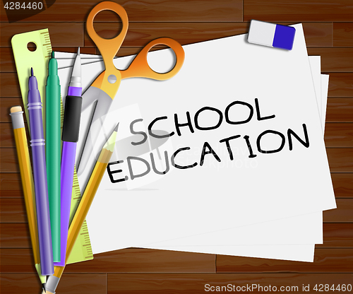 Image of School Education Shows Kids Education 3d Illustration