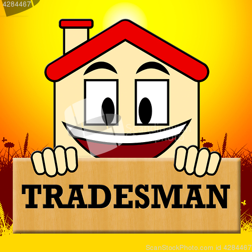 Image of Building Tradesman Shows Home Improvement 3d Illustration