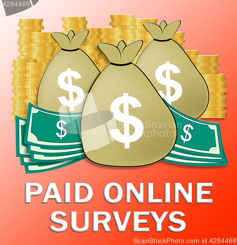 Image of Paid Online Surveys Means Internet Survey 3d Illustration