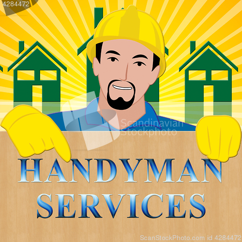 Image of Handyman Services Shows House Repair 3d Illustration