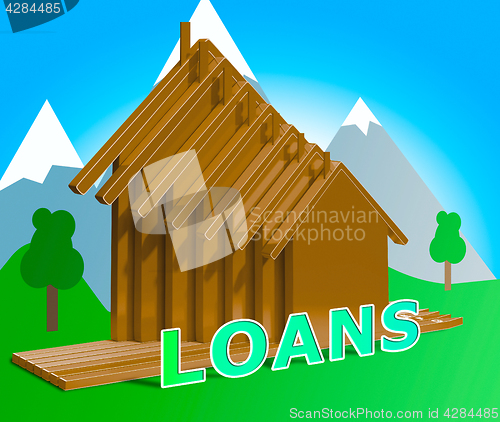 Image of House Loans Shows Home Borrowing Repayments 3d Illustration