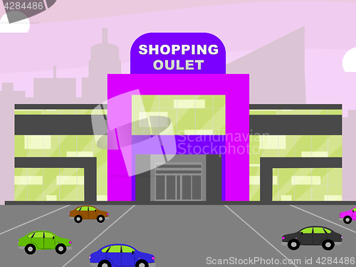 Image of Shopping Outlet Meaning Retail Shopping 3d Illustration