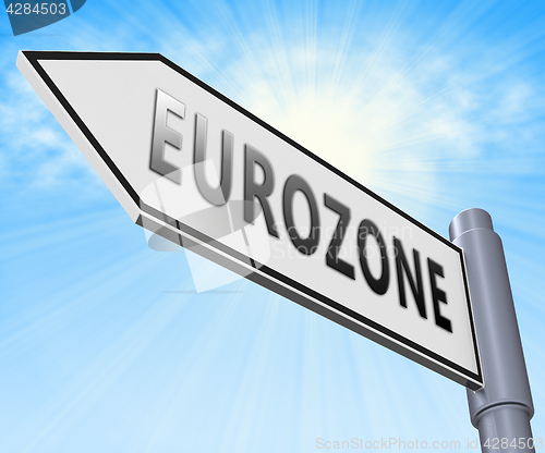Image of Eurozone Sign Showing Euro Politics 3d Illustration