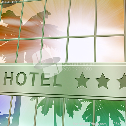 Image of Hotel Lodging Means Holiday Vacation 3d Illustration
