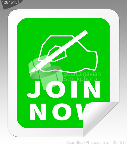 Image of Join Now Icon Means Admission 3d Illustration