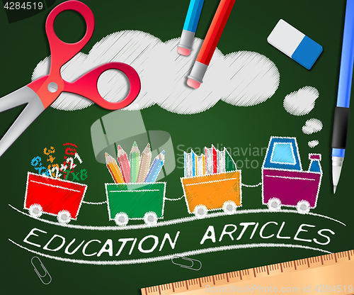 Image of Education Articles Indicating Learning Information 3d Illustrati