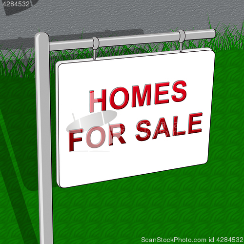 Image of Homes For Sale Means Sell House 3d Illustration