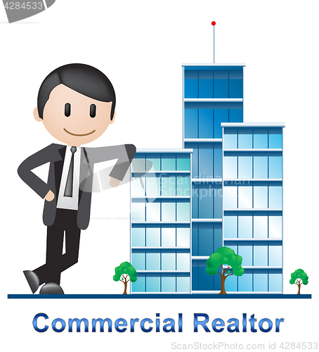 Image of Commercial Realtor Buildings Describes Real Estate 3d Illustrati