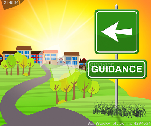 Image of Guidance Sign Means Advice And Support 3d Illustration