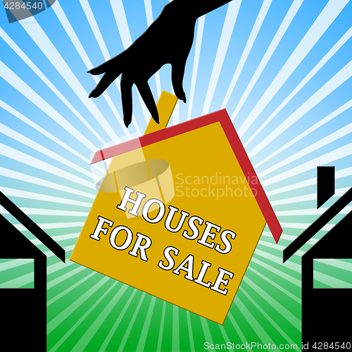 Image of Houses For Sale Means Sell House 3d Illustration