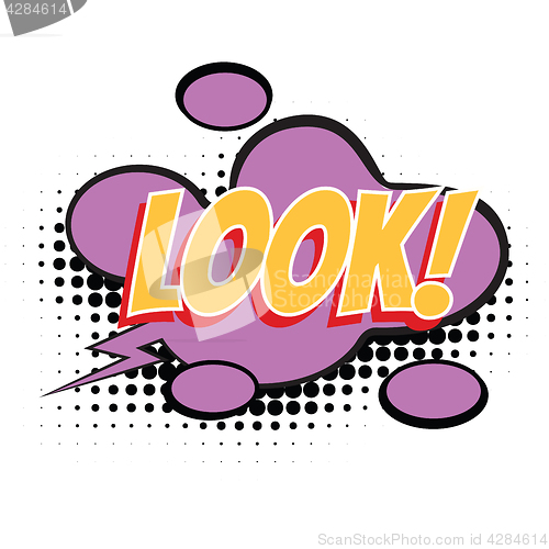 Image of look text comic word