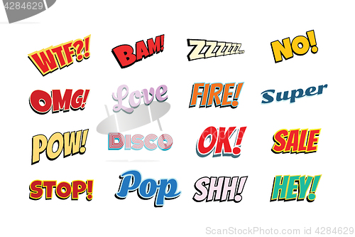 Image of set of comic phrases