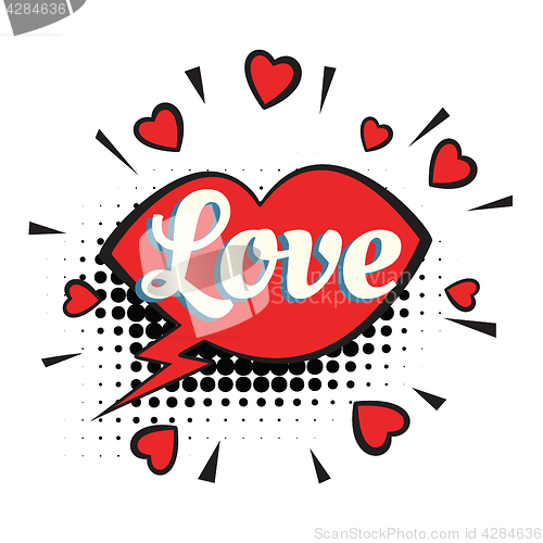 Image of love text heart lips comic word