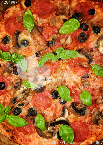 Image of Pepperoni and Mushrooms Pizza