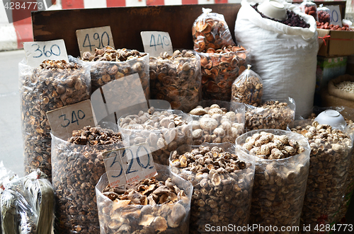 Image of Dried mushroom sold in market 