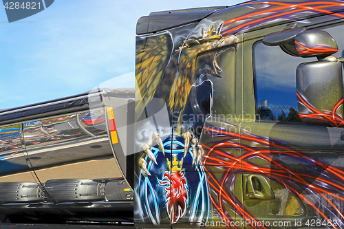 Image of Griffin Detail on Scania Show Truck Golden Eagle