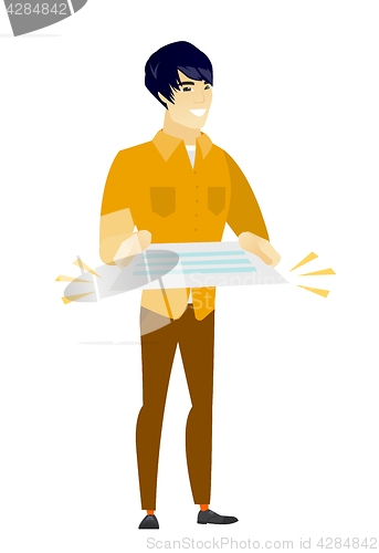 Image of Businessman holding a contract vector illustration