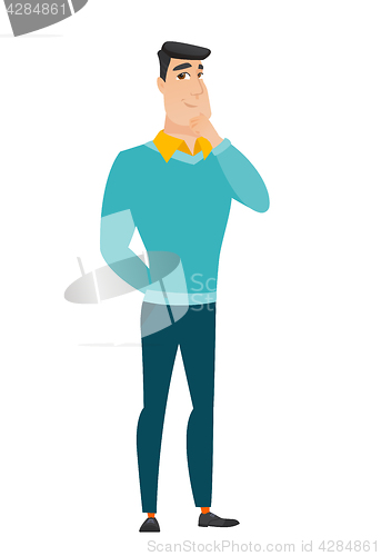 Image of Caucasian businessman thinking vector illustration