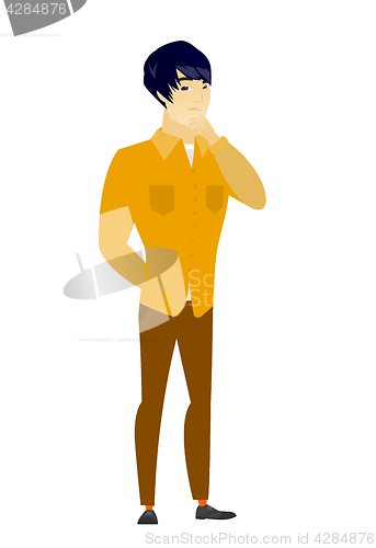 Image of Asian businessman thinking vector illustration