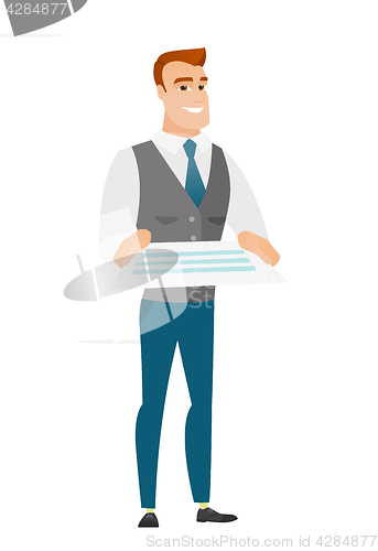Image of Businessman holding a contract vector illustration