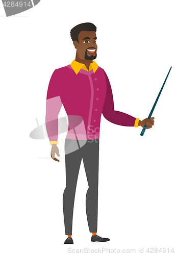 Image of African-american businessman holding pointer stick