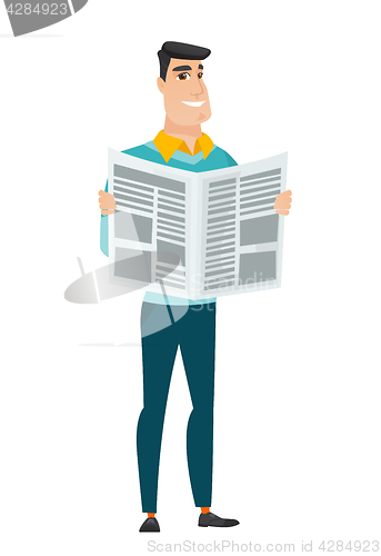 Image of Business man reading newspaper vector illustration