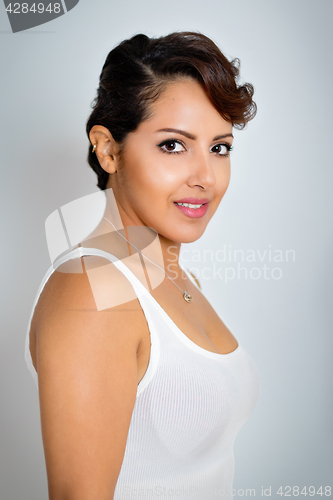 Image of Beautiful Short Hair Woman