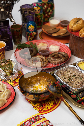 Image of Russian table with food