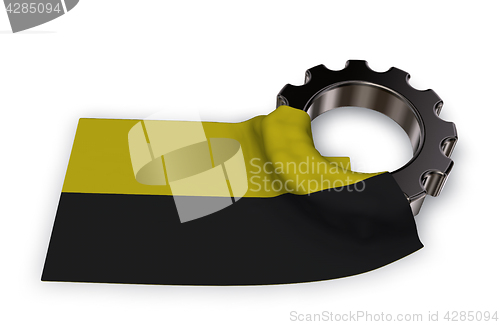 Image of gear wheel and flag of saxony-anhalt - 3d rendering