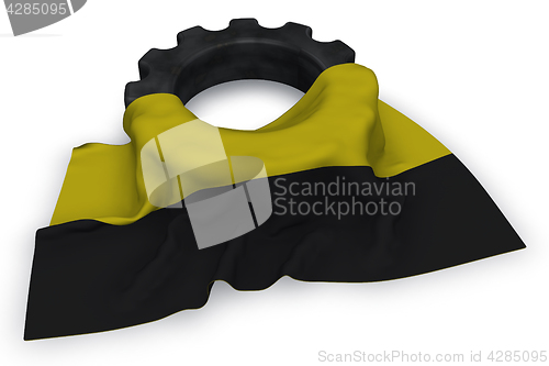 Image of gear wheel and flag of saxony-anhalt - 3d rendering