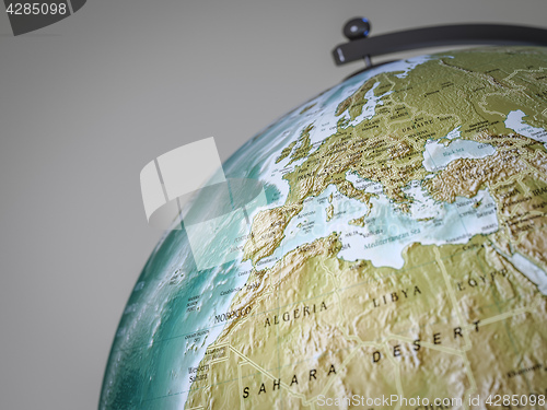 Image of globe shows europe
