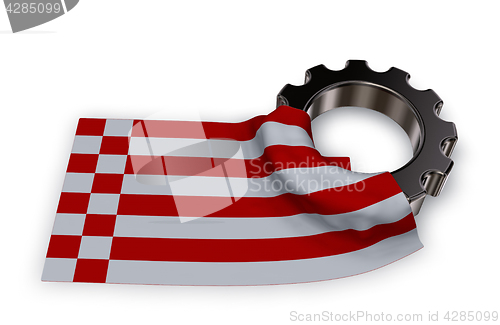 Image of gear wheel and flag of bremen - 3d rendering