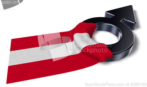 Image of mars symbol and flag of austria - 3d rendering