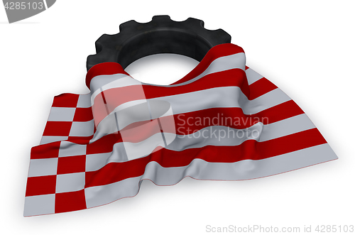 Image of gear wheel and flag of bremen - 3d rendering