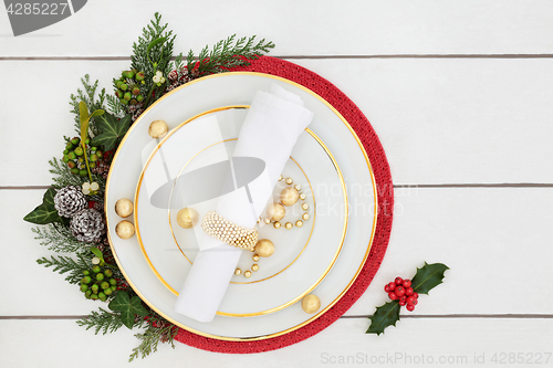 Image of Christmas Dinner Table Setting