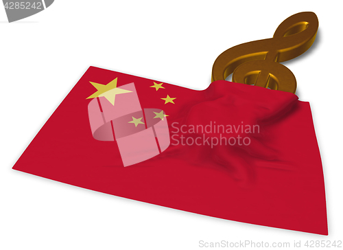 Image of clef symbol symbol and flag of china - 3d rendering