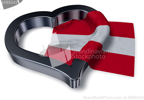 Image of austrian flag and heart symbol - 3d rendering
