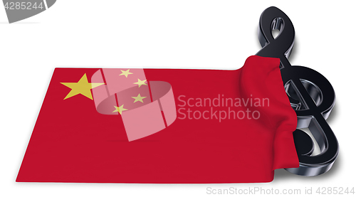 Image of clef symbol symbol and flag of china - 3d rendering