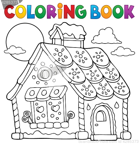 Image of Coloring book gingerbread house theme 1