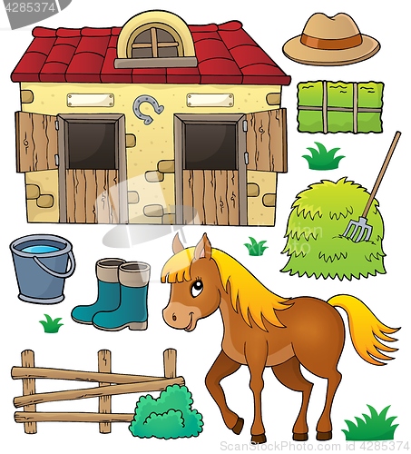 Image of Horse and related objects theme set