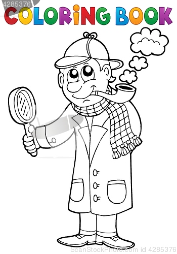 Image of Coloring book detective theme 1