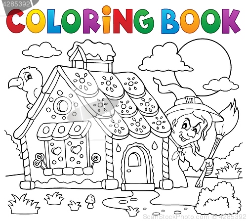 Image of Coloring book gingerbread house theme 2