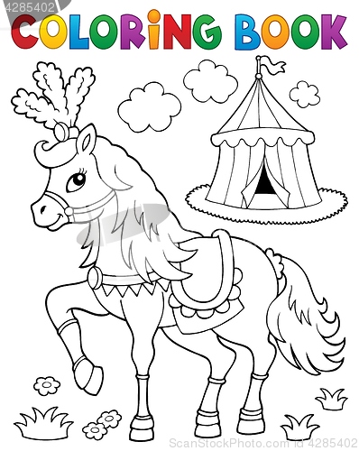 Image of Coloring book horse near circus theme 2