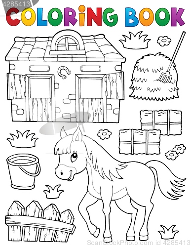 Image of Coloring book horse and related objects