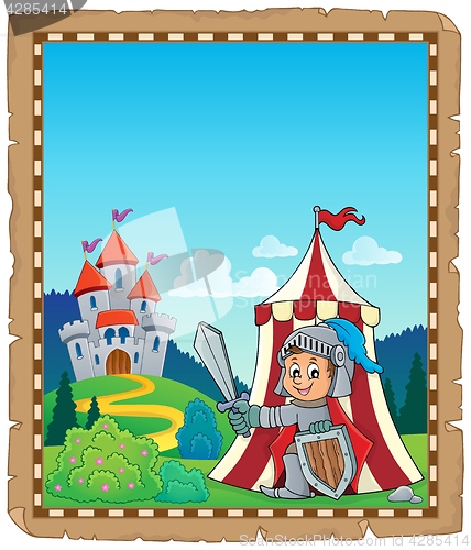 Image of Parchment with knight by tent theme 2