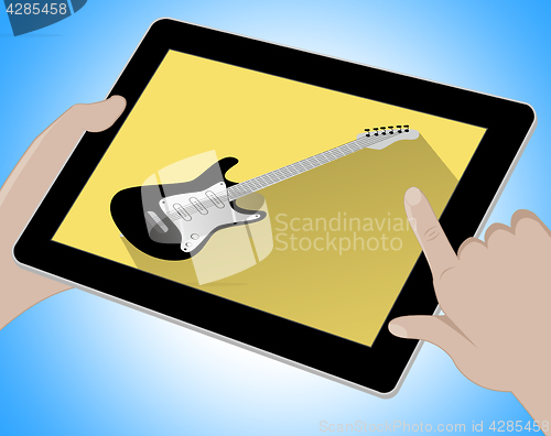 Image of Guitar Online Indicates Internet Guitars And Musician